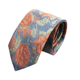 Blue Orange Floral Necktie