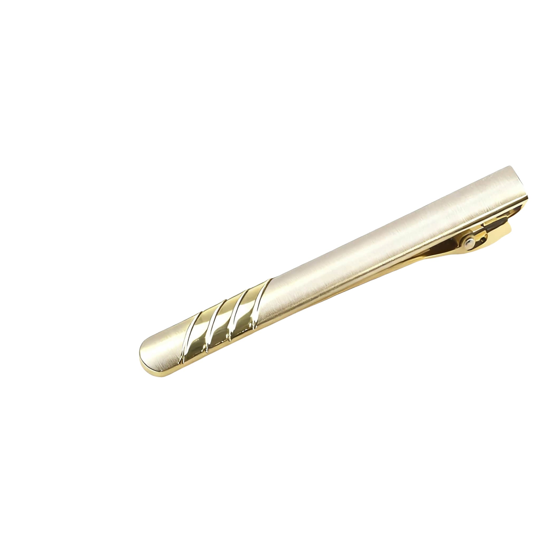 Silver Gold Striped Tie Bar