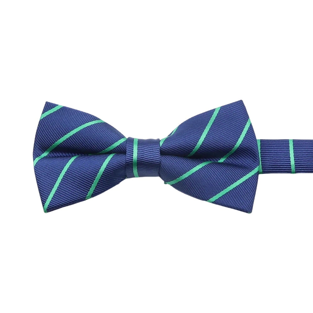 Navy Blue Green Striped Bowtie