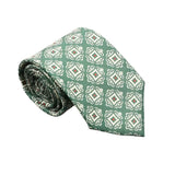 Green White Geometric Necktie