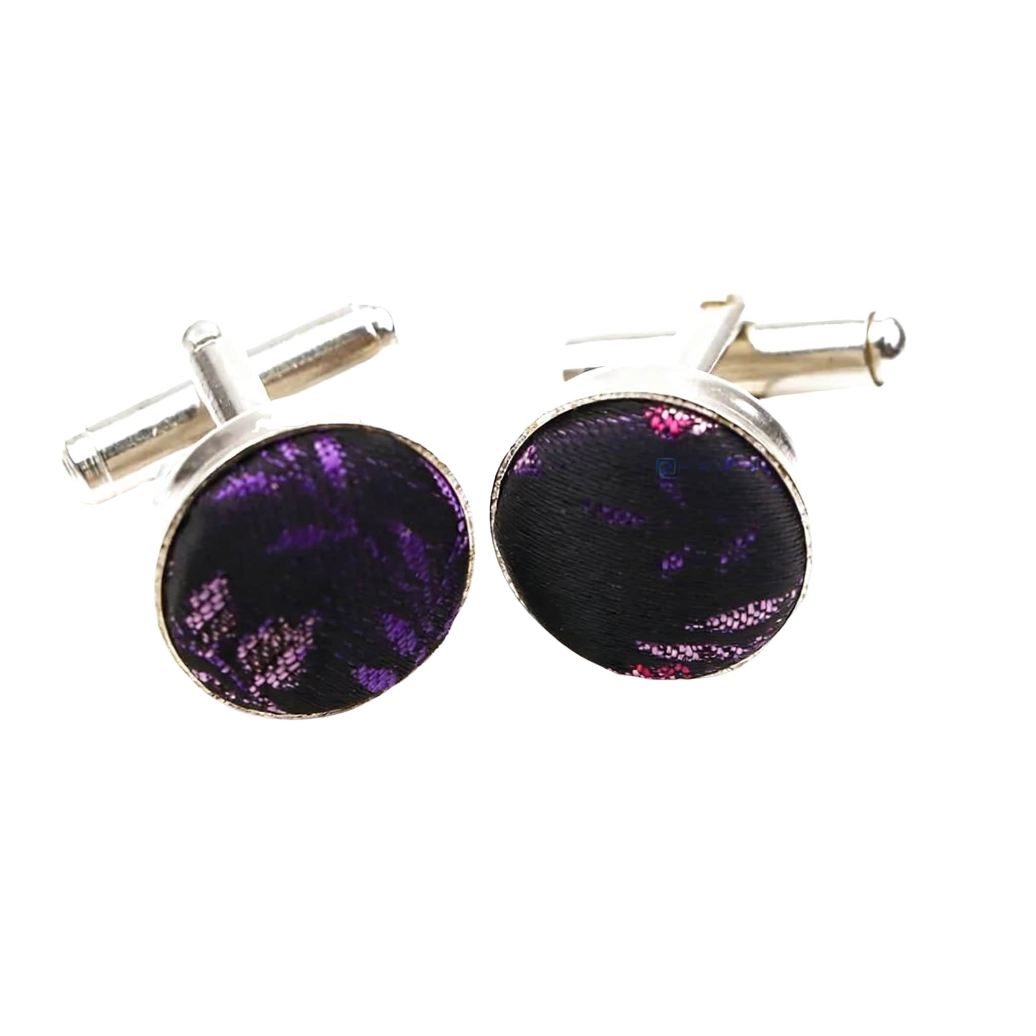 Black Purple Floral Cufflink