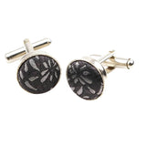 Black Silver Floral Cufflink