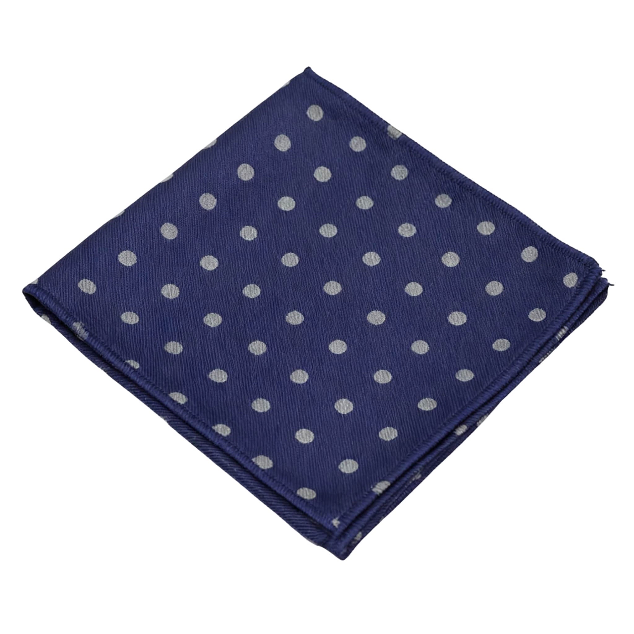 Navy Blue Grey Polka Dot Pocket Square