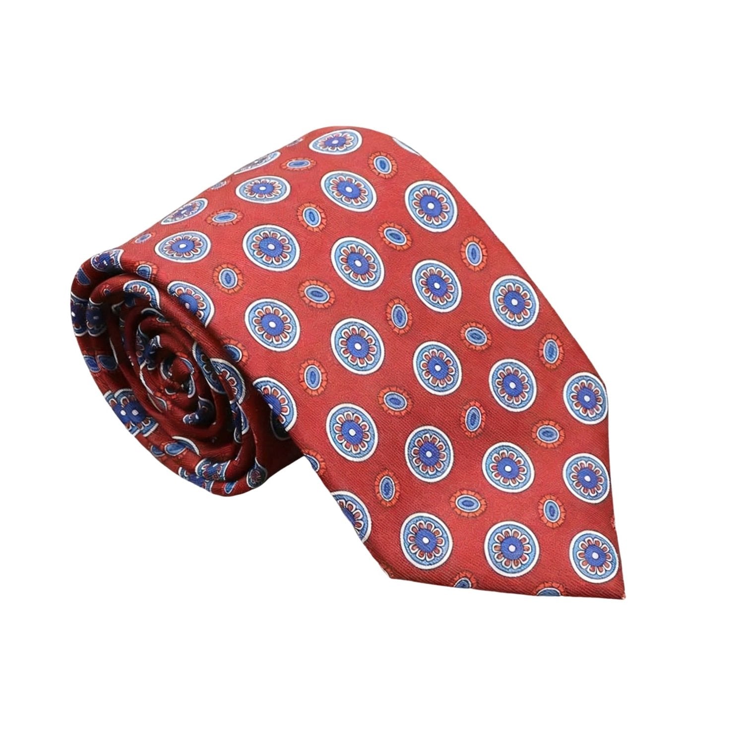 Red With Blue Circular Patterns Necktie