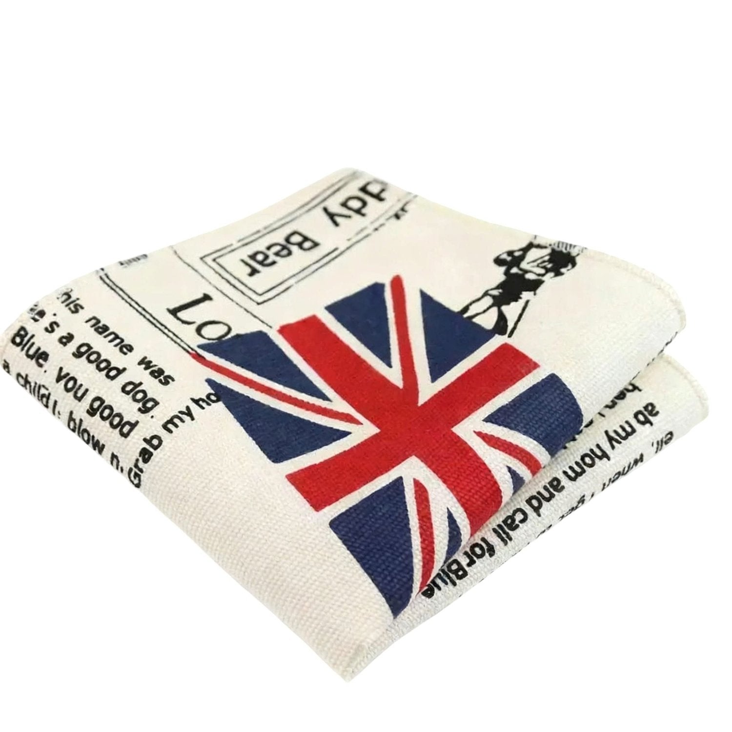 White With Red Blue Union Jack Pocket Square