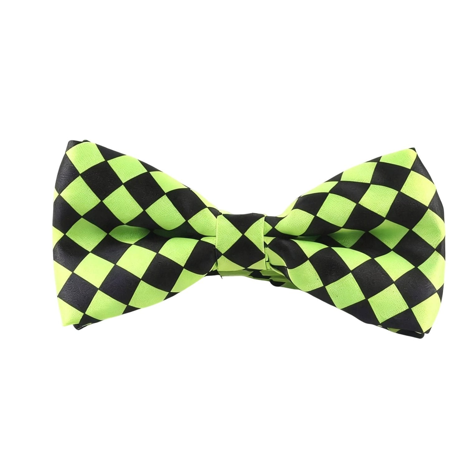 Black With Neon Green Checkered Bowtie