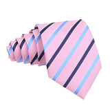 Pink With Blue Black Stripe Necktie