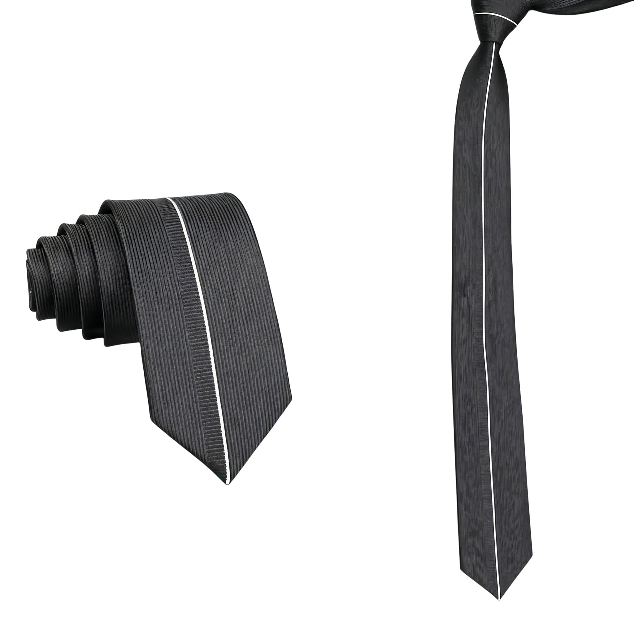 Black White Striped Necktie