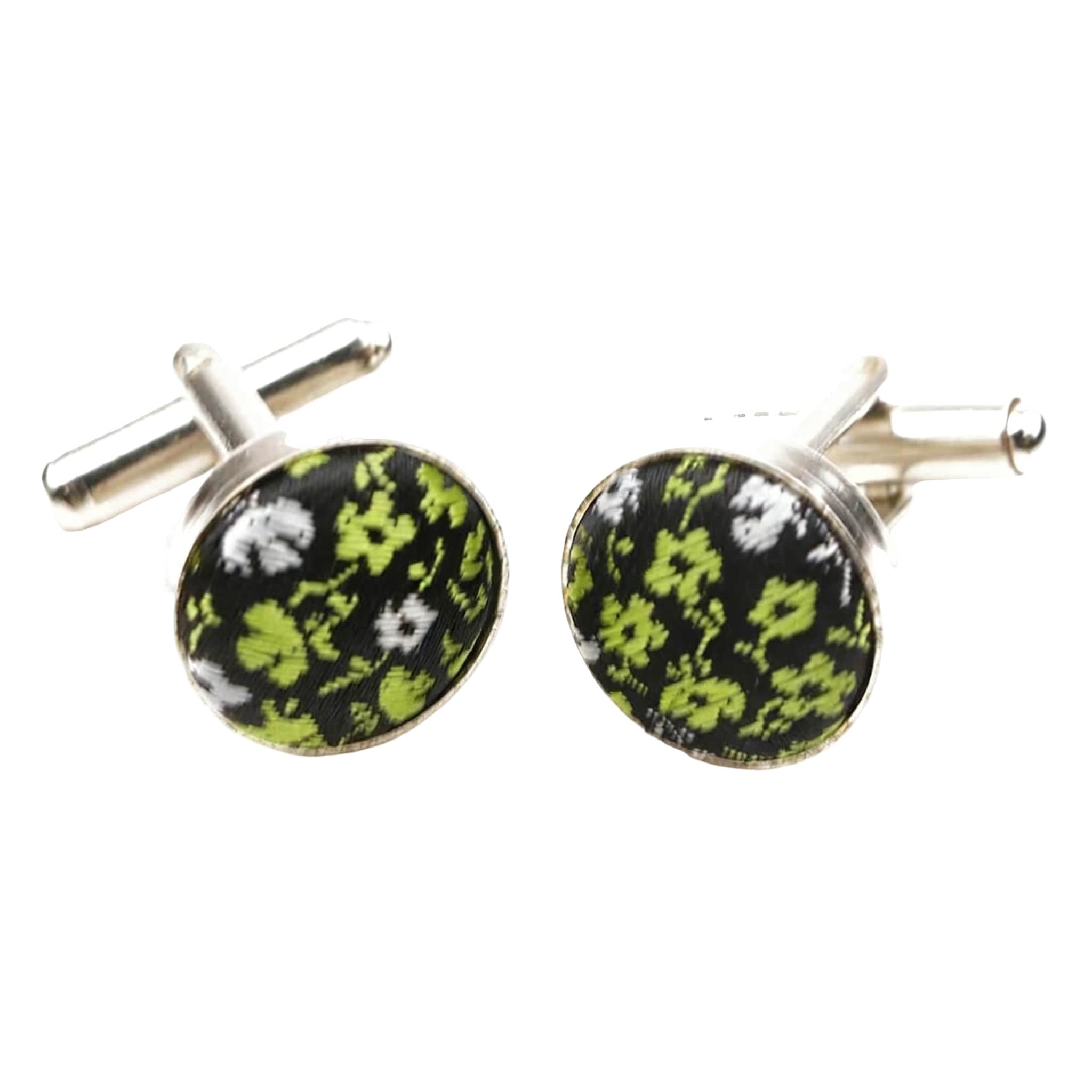 Black Green Floral Cufflink