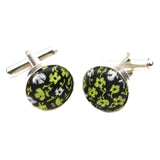 Black Green Floral Cufflink