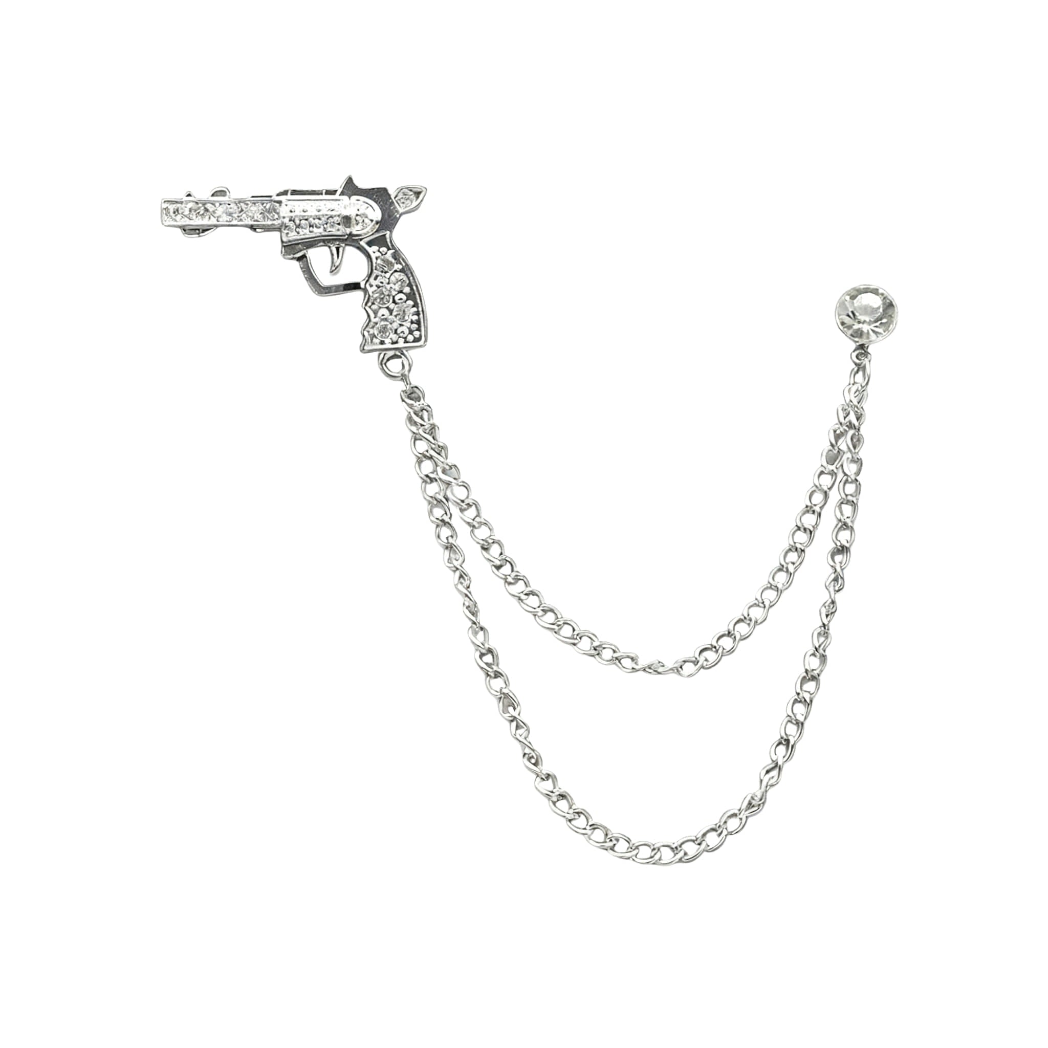 Silver White Gun Lapel Pin
