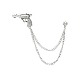 Silver White Gun Lapel Pin
