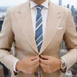 Teal With White Striped Necktie