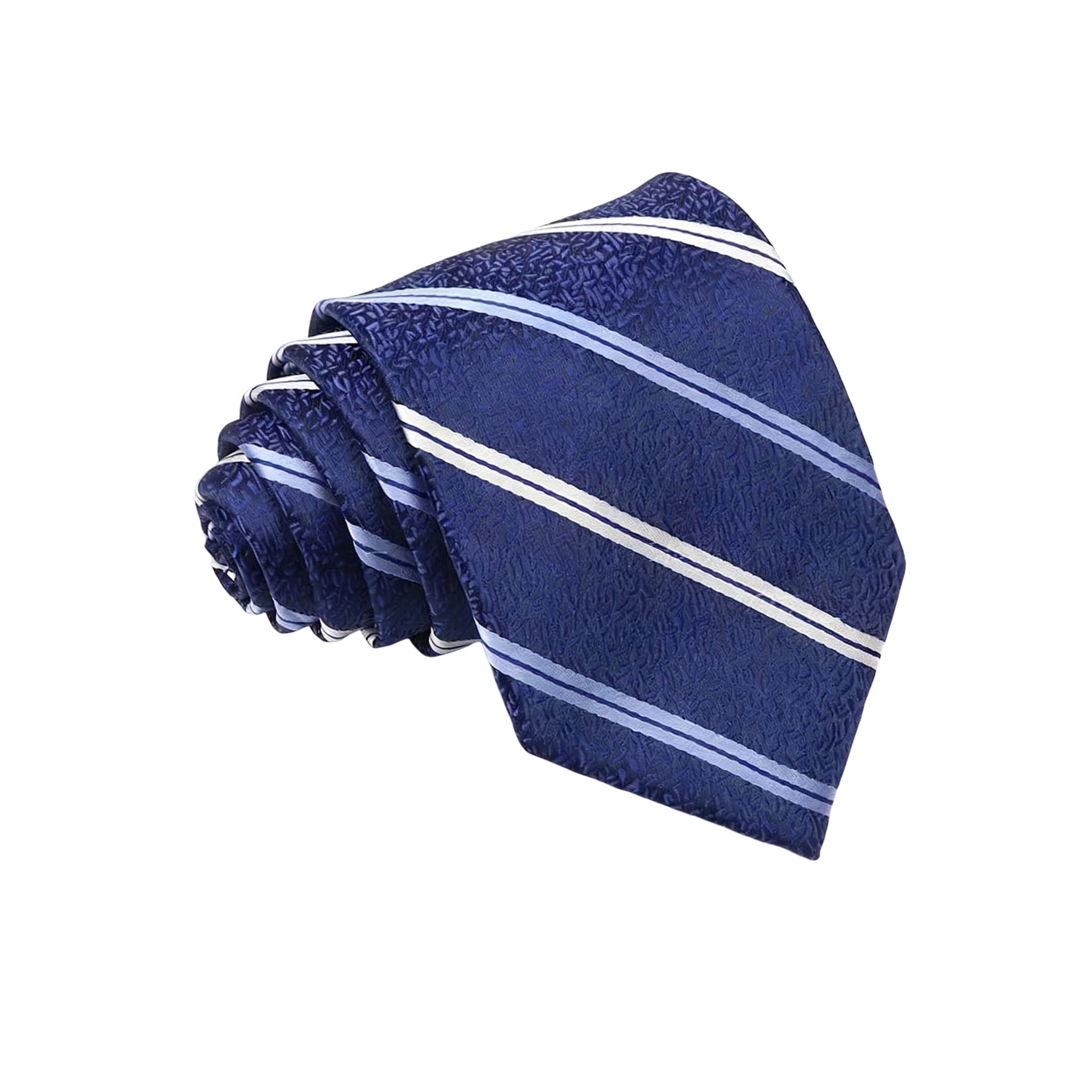 Navy Blue White Striped Necktie