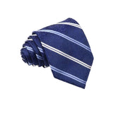Navy Blue White Striped Necktie