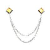 Silver Yellow Solid Lapel Pin