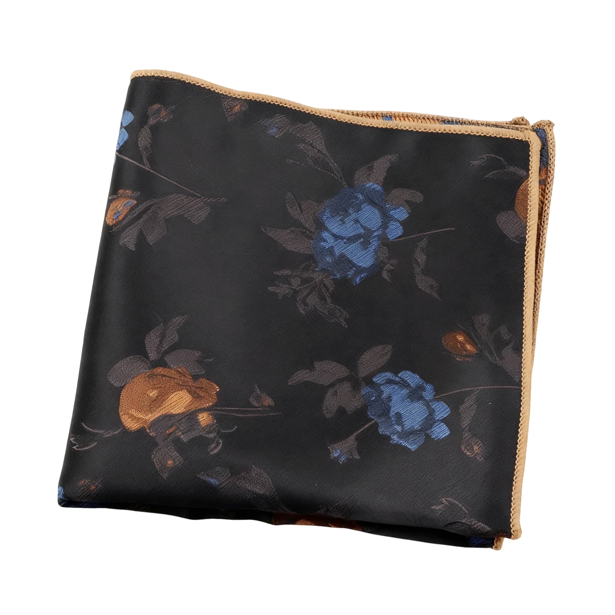 Black Blue Floral Pocket Square