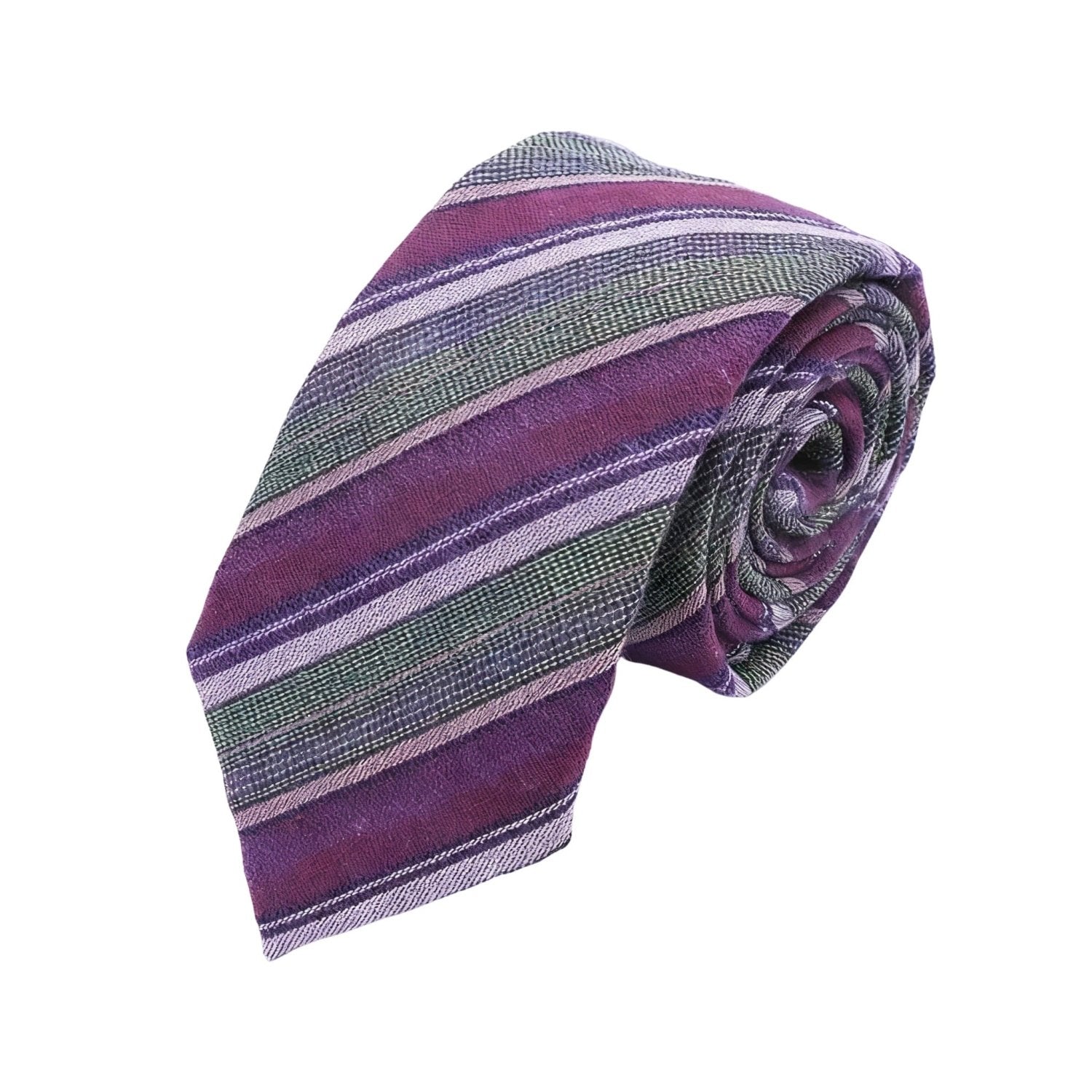 Purple With Green Striped Necktie