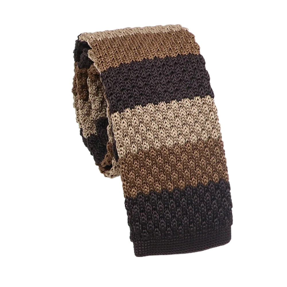 Brown Beige Striped Necktie