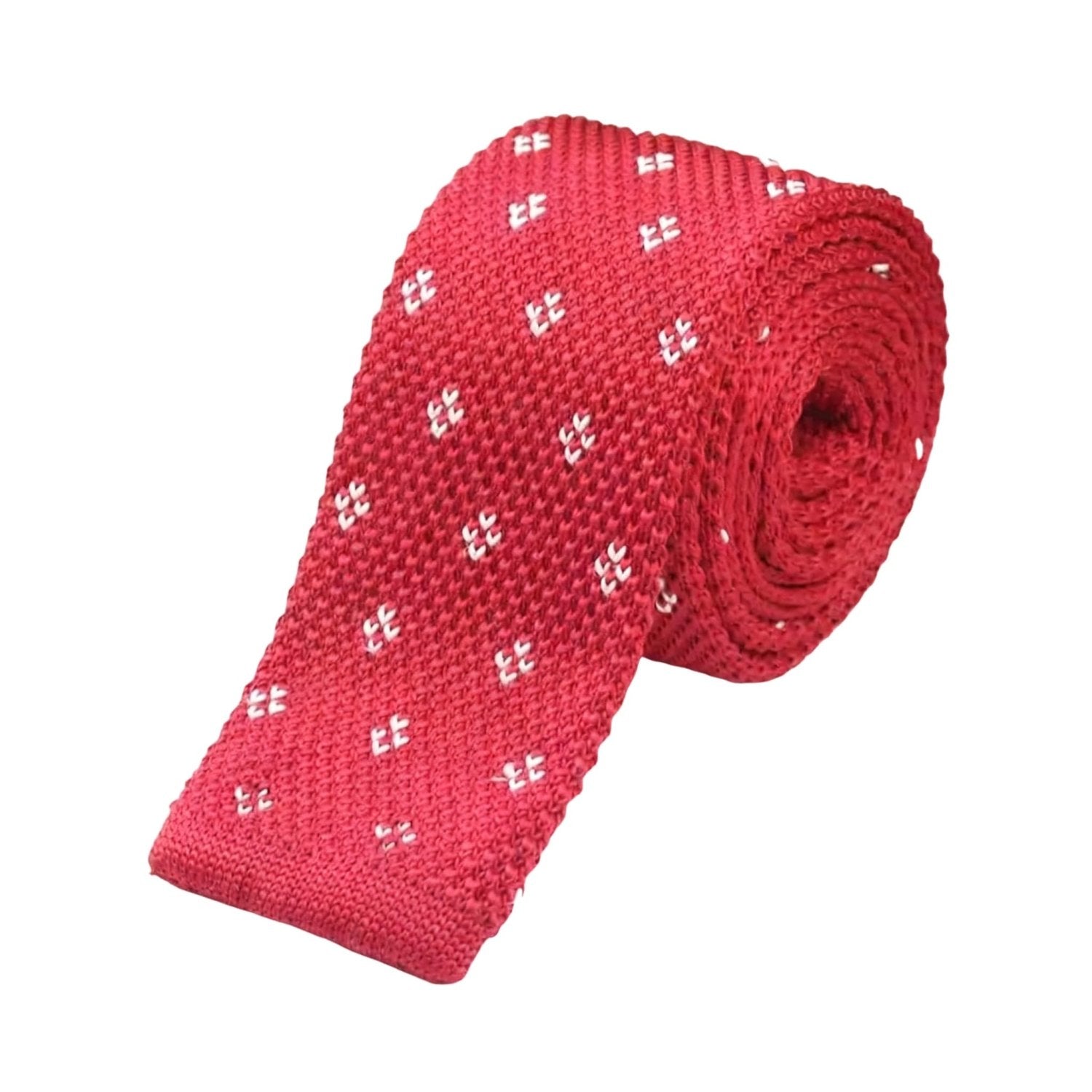 Red With White Small Pattern Necktie