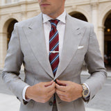 Maroon With Blue Striped Necktie