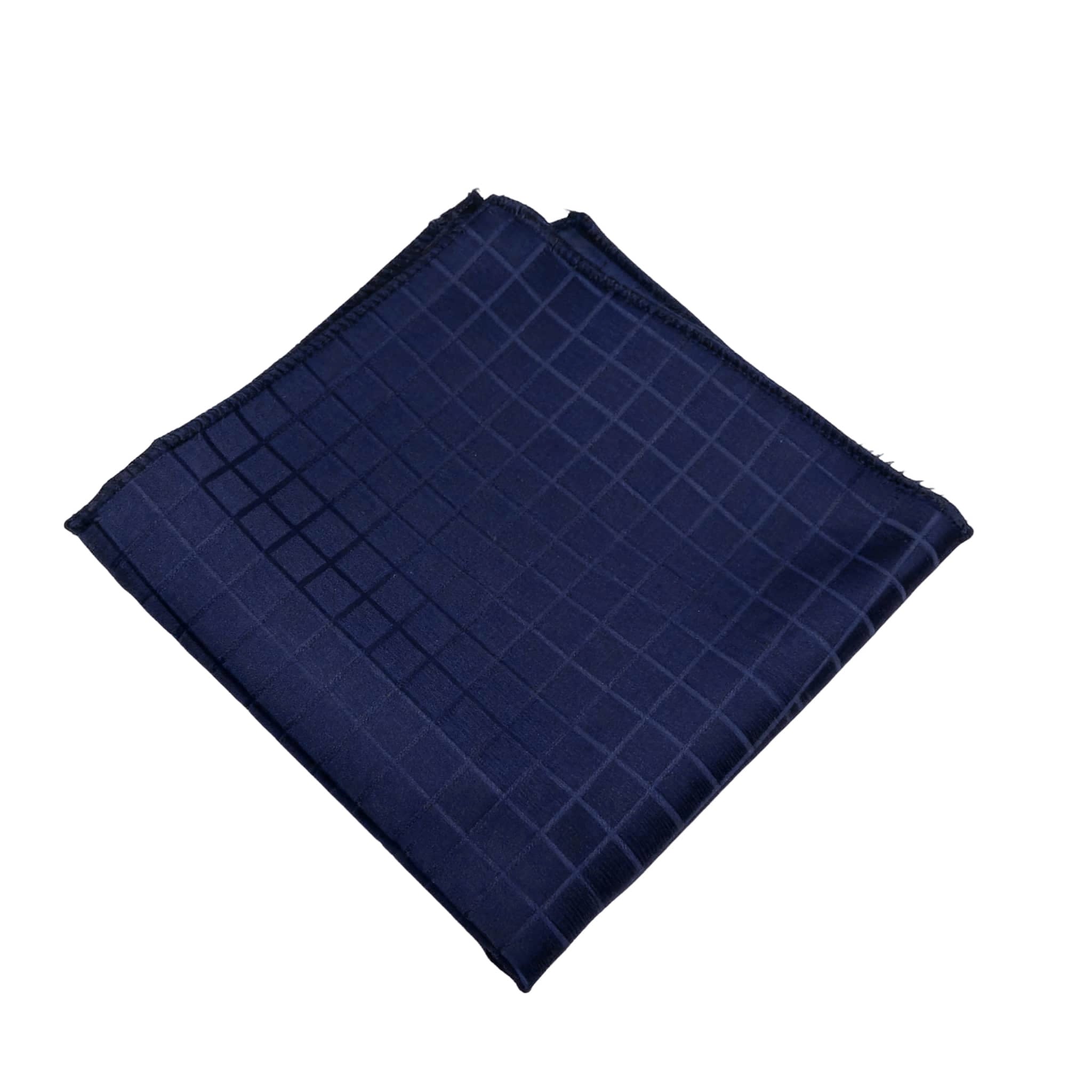Navy Blue Navy Blue Grid Pocket Square