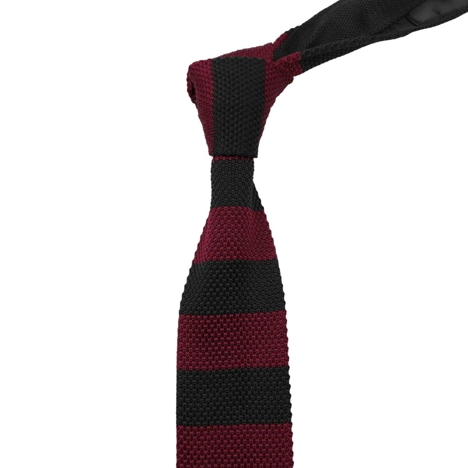 Burgundy With Black Striped Necktie