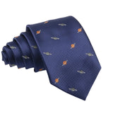Navy Blue Orange Planet Necktie