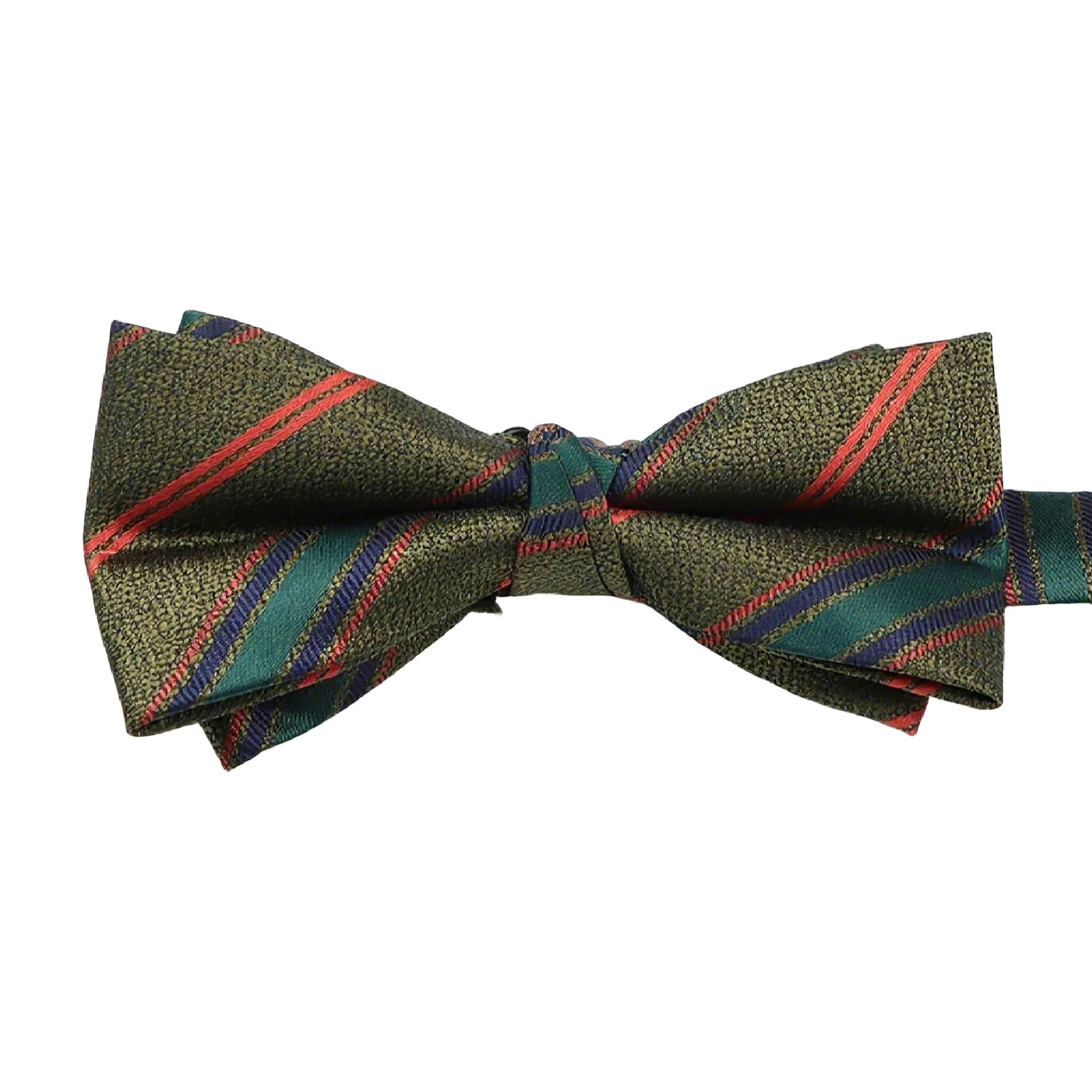 Olive Green Red Striped Bowtie