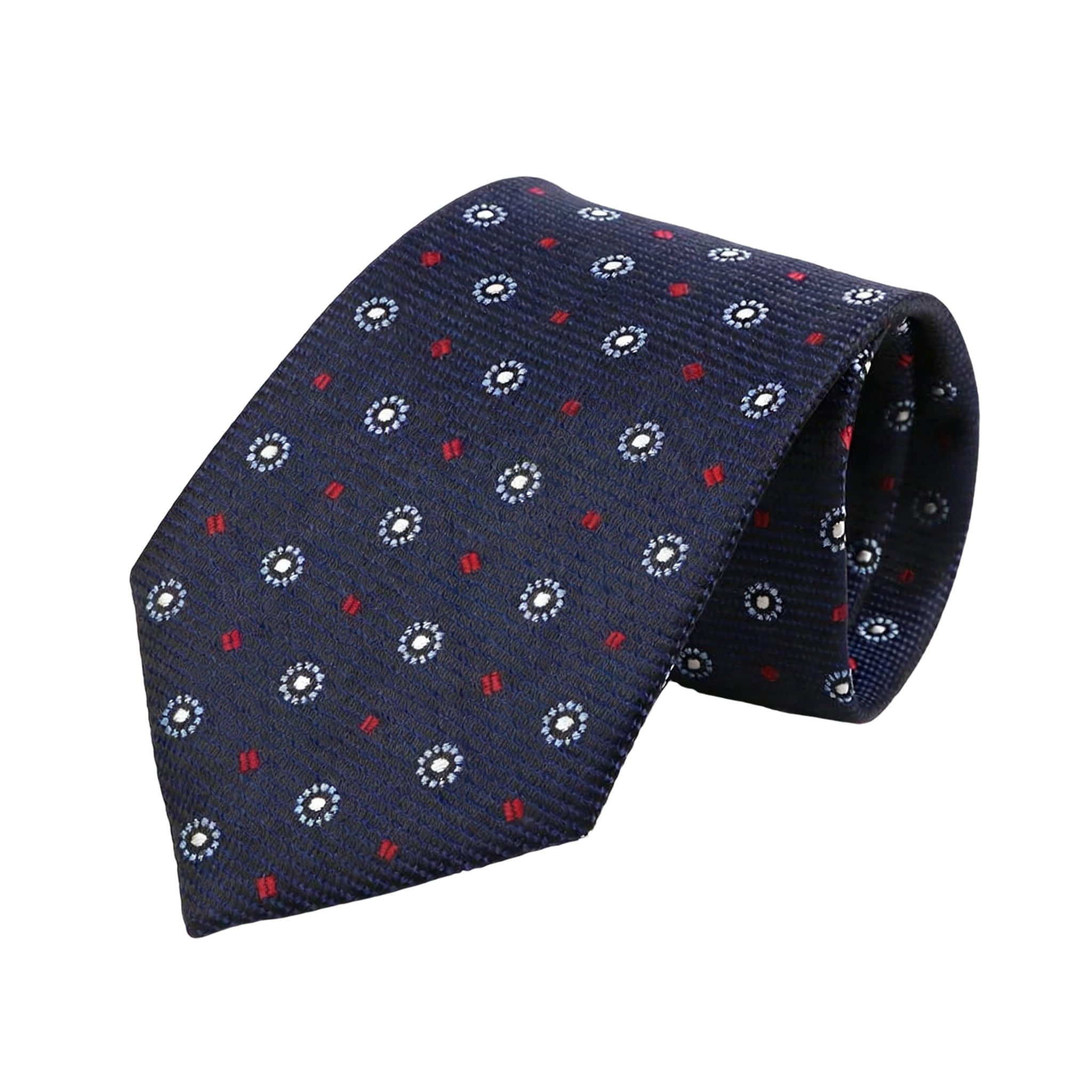 Navy Blue Red Dotted Necktie