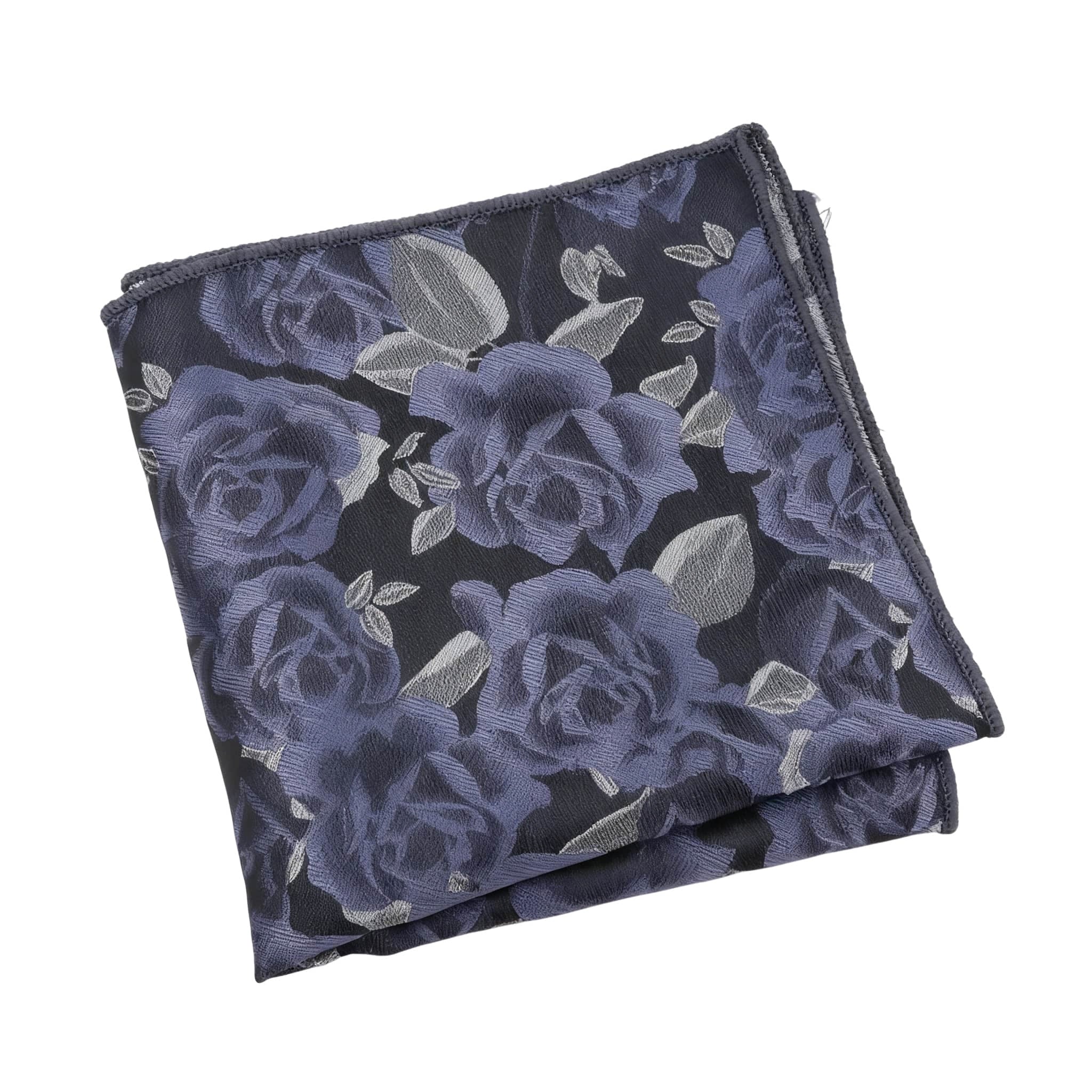 Black Blue Floral Pocket Square