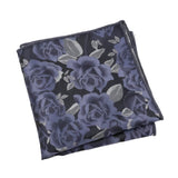 Black Blue Floral Pocket Square