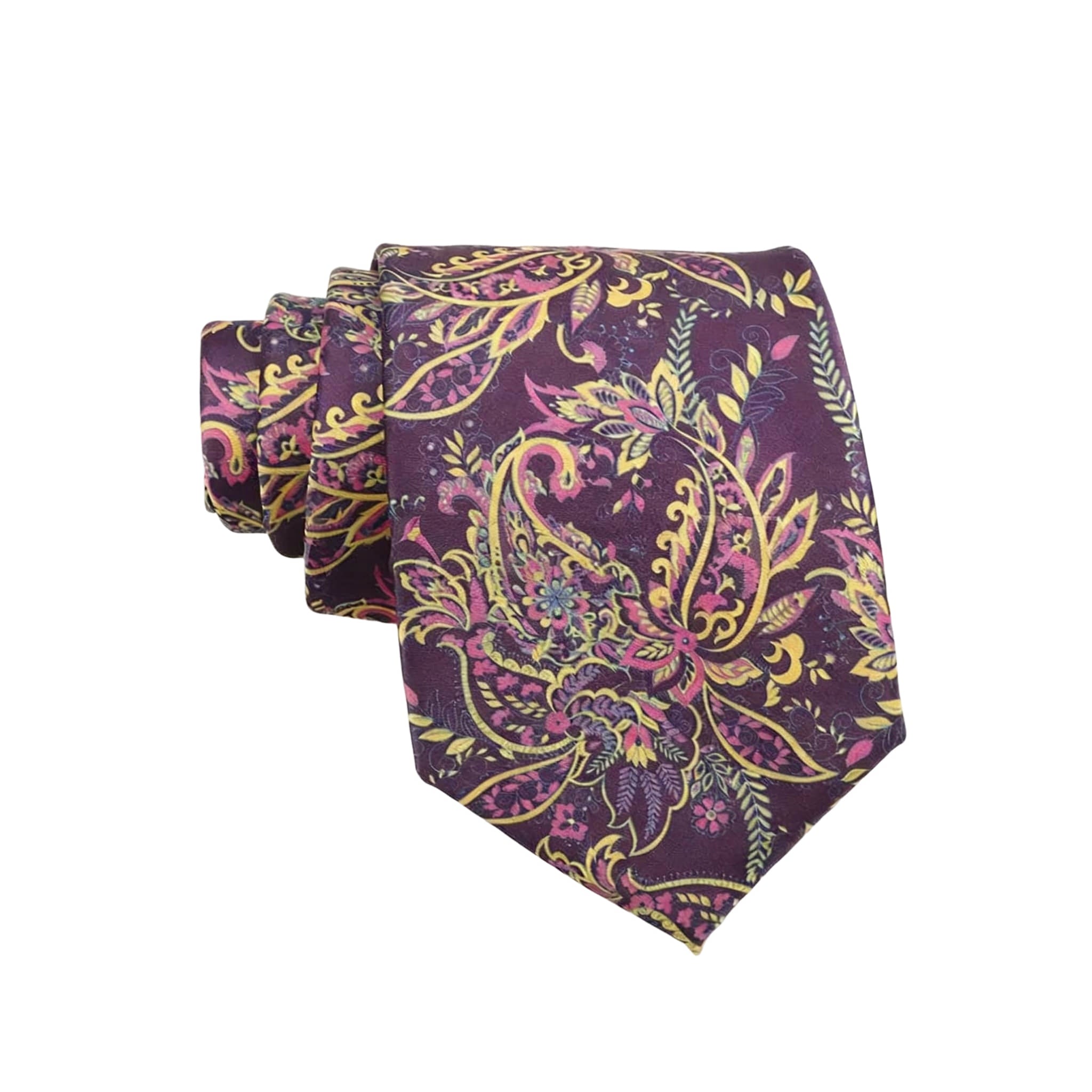 Purple Yellow Paisley Necktie