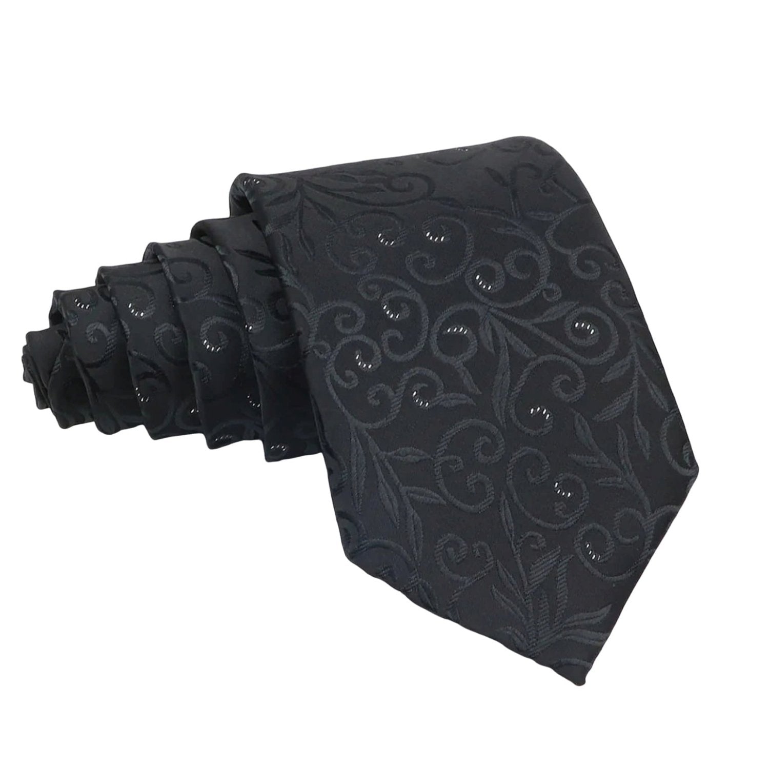 Black Necktie with Gray Scrollwork