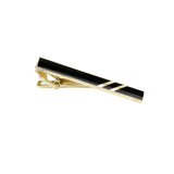Gold Black Stripe Tie Clip