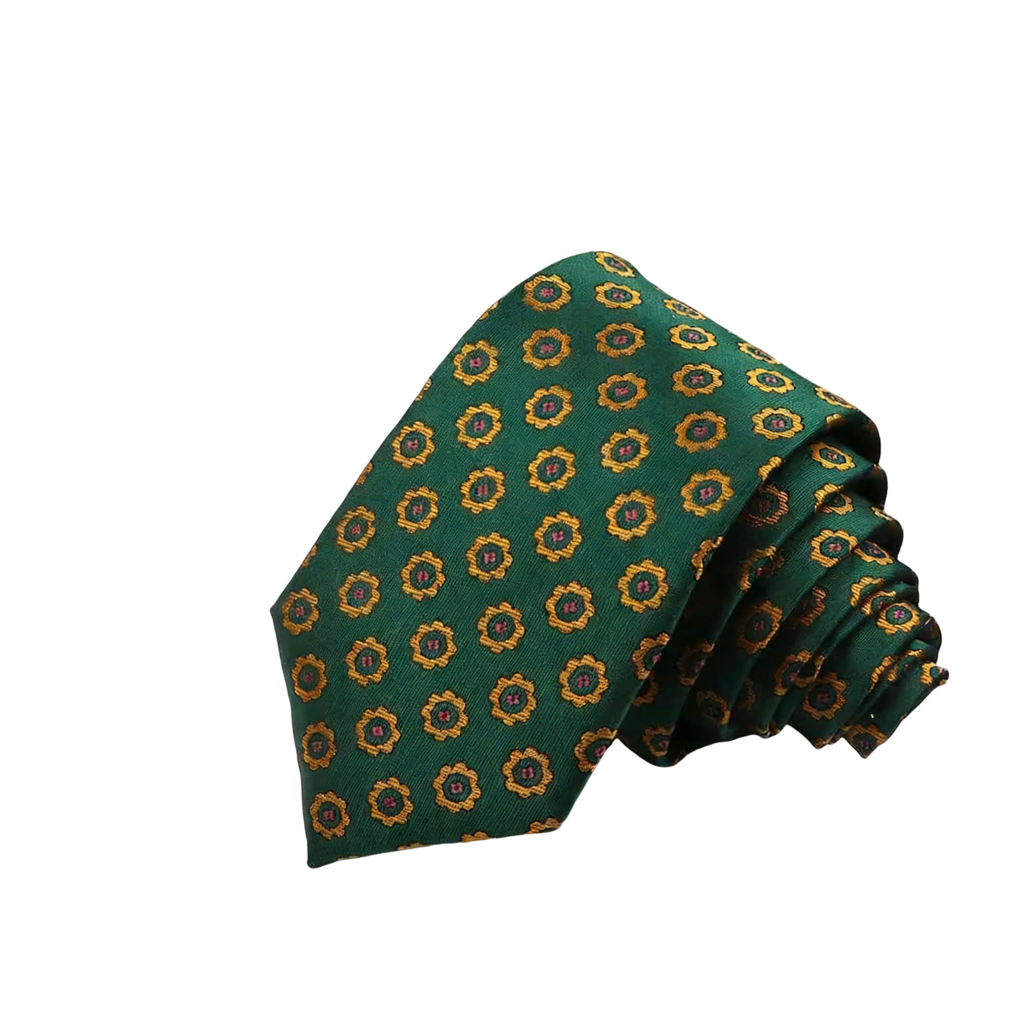 Green Gold Floral Necktie