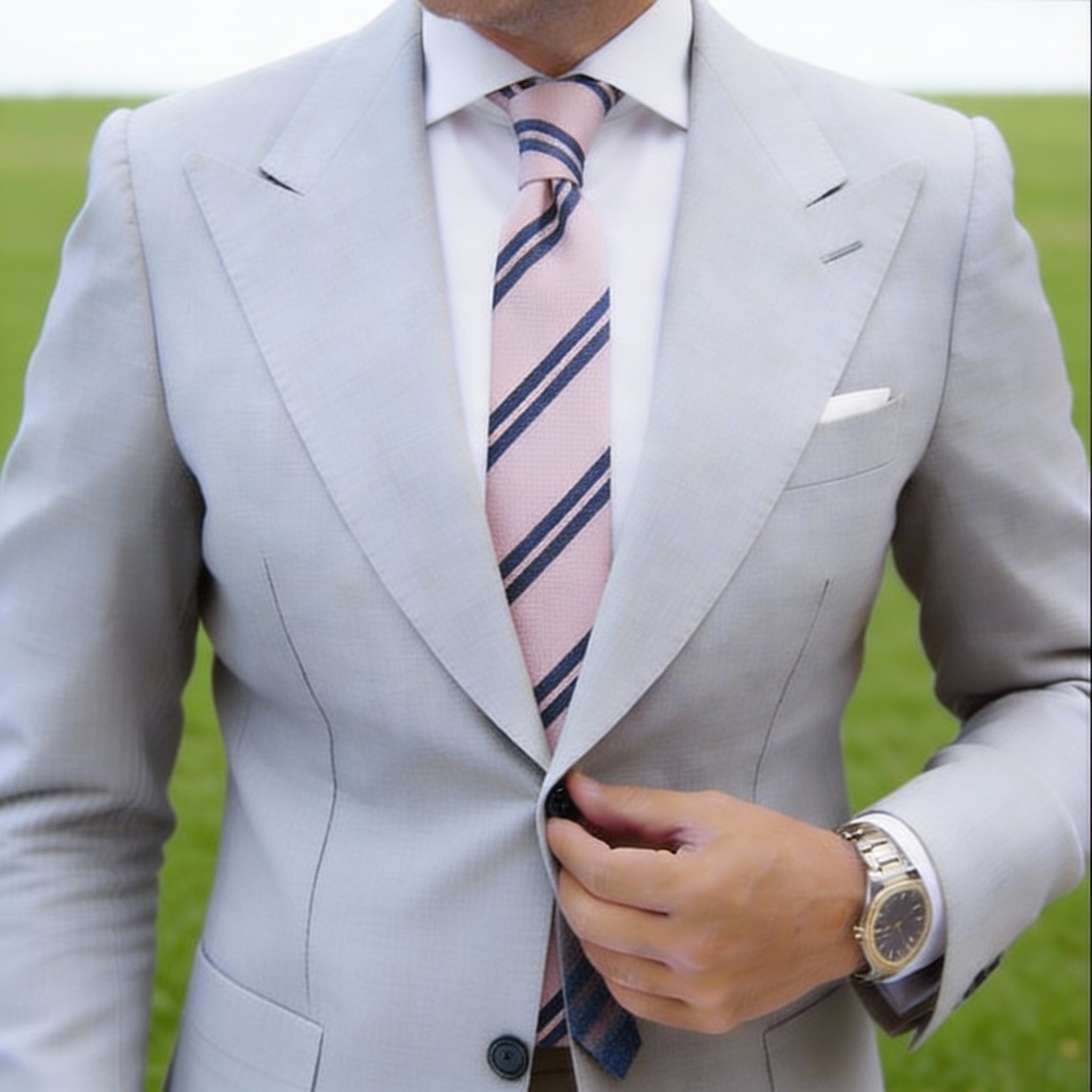 Light Pink With Dark Blue Stripes Necktie