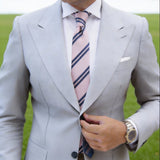 Light Pink With Dark Blue Stripes Necktie