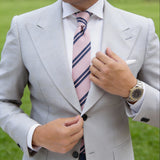 Light Pink With Dark Blue Stripes Necktie