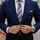 Navy Blue With Red White Striped Necktie
