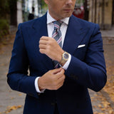 Navy Blue With Red White Striped Necktie