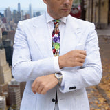 White with Black Graphic Necktie