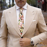 Light Blue with Blue Book Leaf Rose Necktie