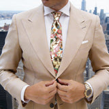 Light Blue with Blue Book Leaf Rose Necktie