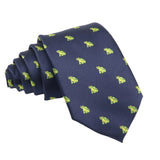 Navy Blue Green Frog Necktie