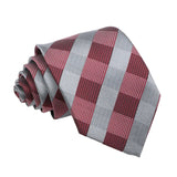 Burgundy Gray Plaid Necktie