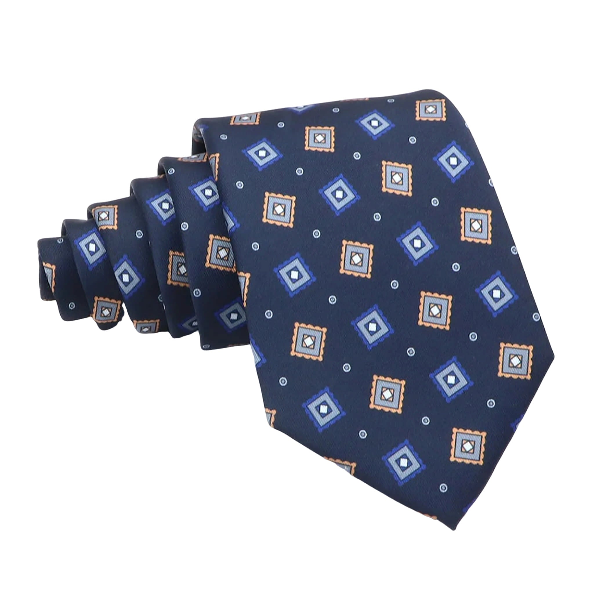 Dark Blue with Orange Blue Square Necktie