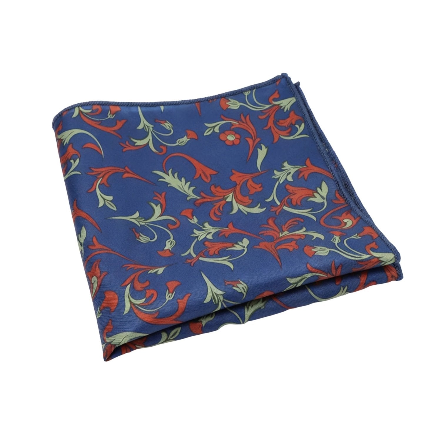 Blue with Red Green Floral Pocket Square