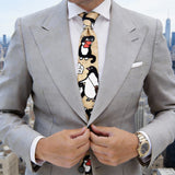 Beige With Black Cartoon Animals Necktie