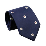 Navy Blue White Floral Necktie
